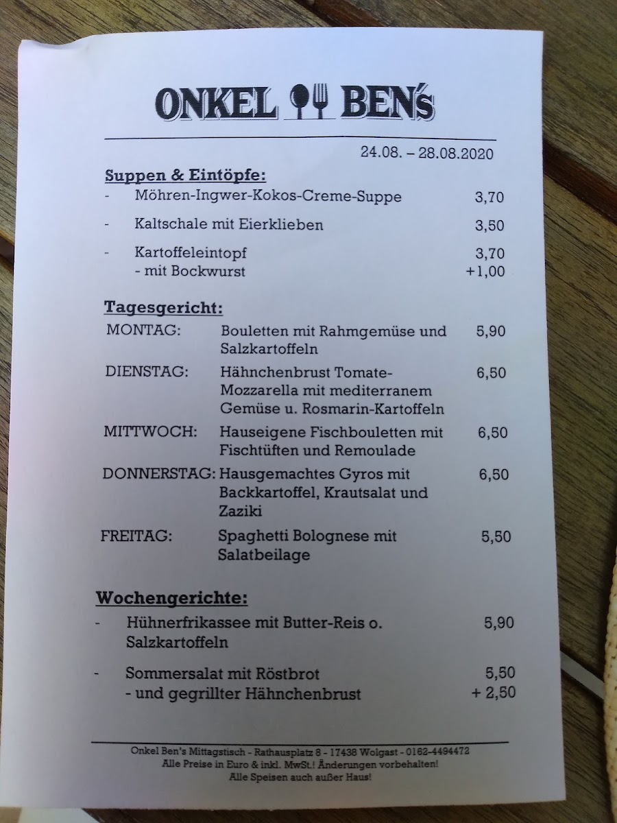 Menu Onkel Ben's Frühstück & Mittagstisch-8